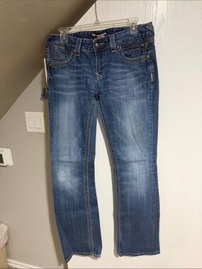 Rerock for express Women’s Blue Straight-Leg Jeans